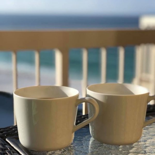 Warm evening light at a coastal vacation rental